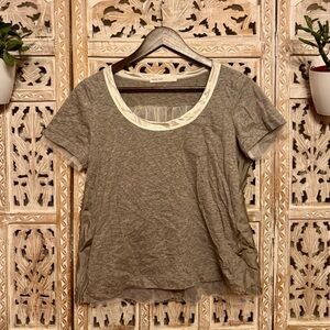 Sacai Gray and Cream Short Sleeve Top